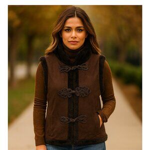 LNR Womens Faux Suede and Fur Vest Jacket – Size XL | Vintage Boho Style